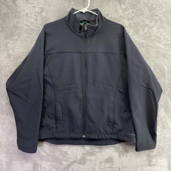 L.L. Bean Jackets & Blazers - LL Bean Windproof Soft Shell Jacket Womens Large Black Full Zip Fleece Outdoor